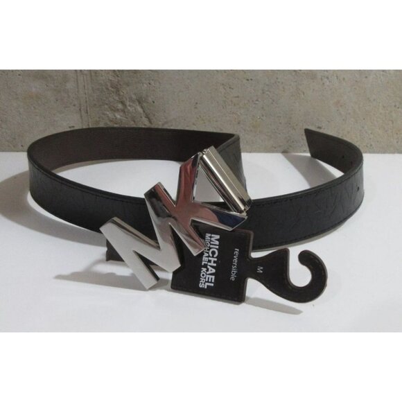 Michael Kors Womens Reversible Belt Black Signature Logo / Brown NWT Large - Picture 1 of 9